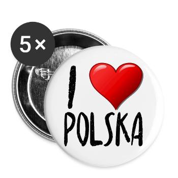I Love Polska - Buttons groß 56 mm (5er Pack) - Weiß - Vorne
