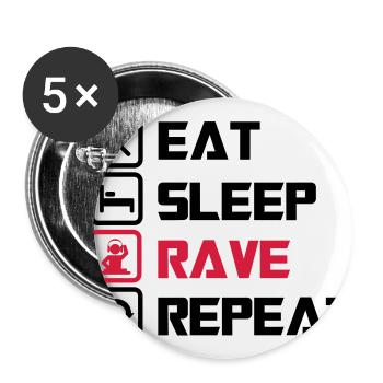 Schlaf Rave wiederholen - Buttons groß 56 mm (5er Pack) - Weiß - Vorne