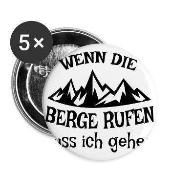 Wenn Die berge rufen muss ich gehen - Buttons groß 56 mm (5er Pack) - Weiß - Vorne