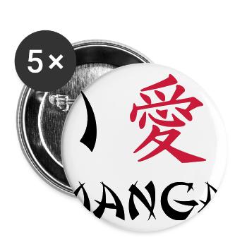 I love manga - Buttons large 2.2''/56 mm (5-pack) - white - Front