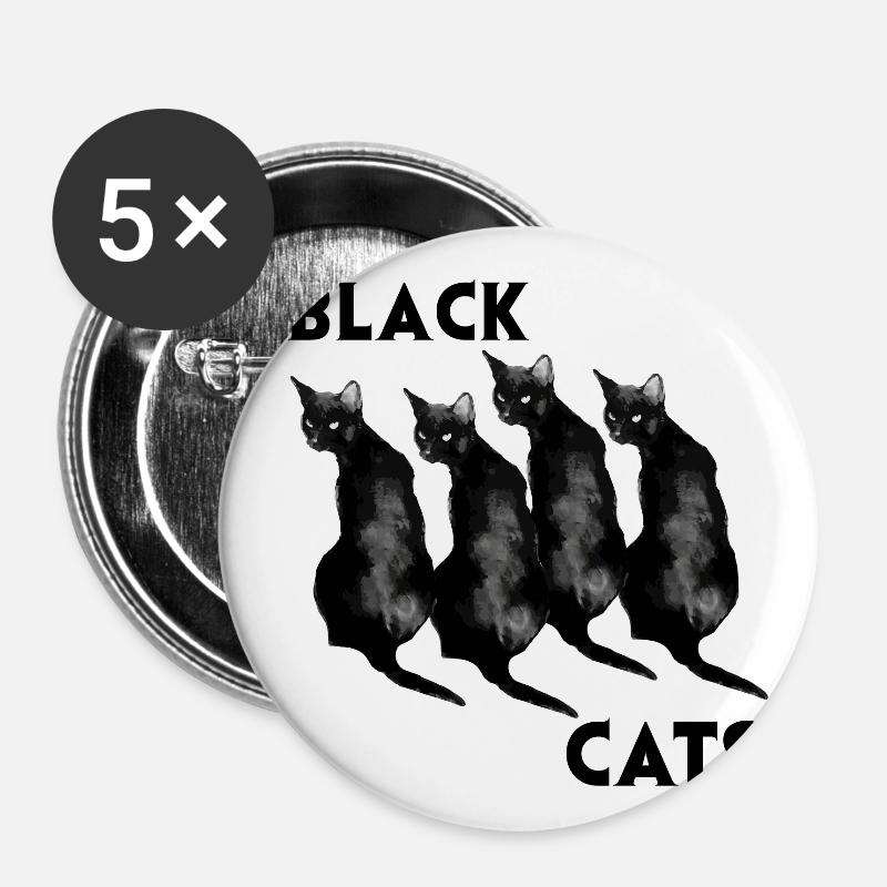 Black cats - Buttons large 2.2''/56 mm (5-pack) - white