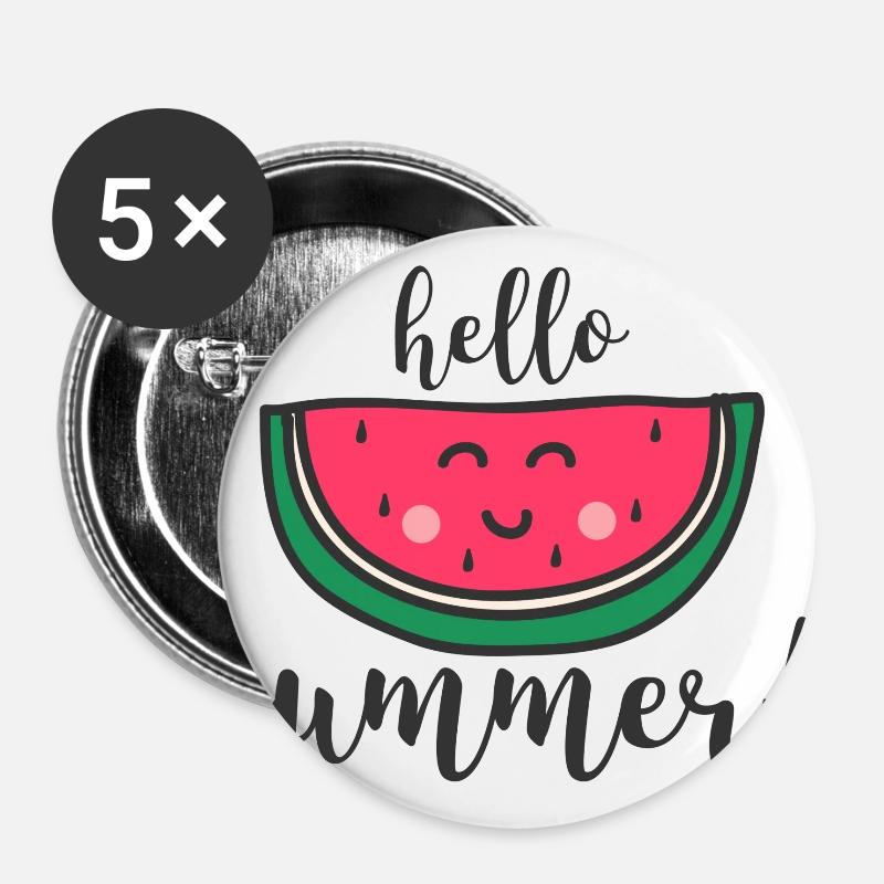HELLO SUMMER - Buttons large 2.2''/56 mm (5-pack) - white