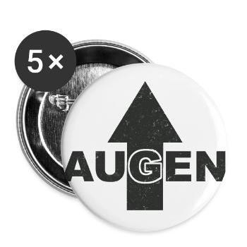 Achtung Augen hier Oben - Buttons groß 56 mm (5er Pack) - Weiß - Vorne