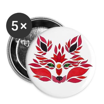 fox illustration - Buttons groß 56 mm (5er Pack) - Weiß - Vorne