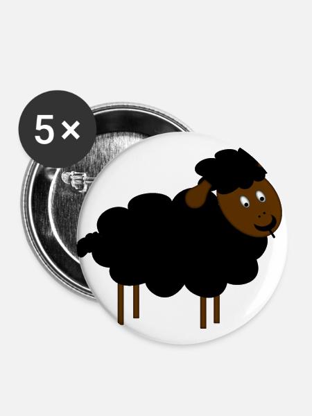 Schwarzes Schaf - Buttons groß 56 mm (5er Pack) - Weiß