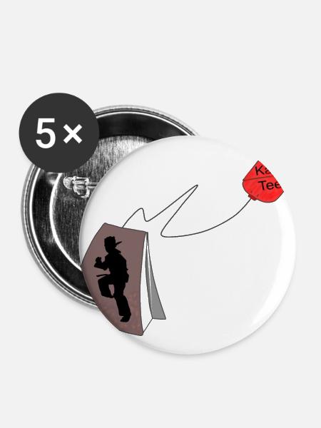 KaraTee. Karate - Buttons groß 56 mm (5er Pack) - Weiß