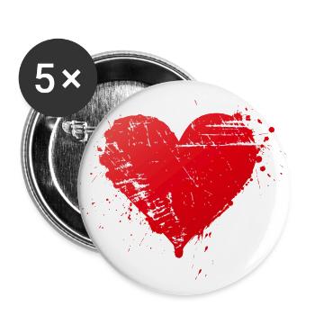 Heart - Buttons groß 56 mm (5er Pack) - Weiß - Vorne