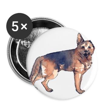 Deutscher Schäferhund - Buttons groß 56 mm (5er Pack) - Weiß - Vorne