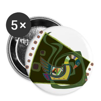 Gans - Buttons groß 56 mm (5er Pack) - Weiß - Vorne