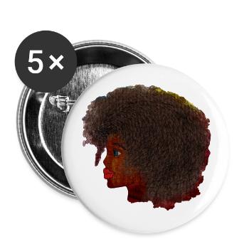 Fille africaine - Lot de 5 grands badges (56 mm) - blanc - Devant