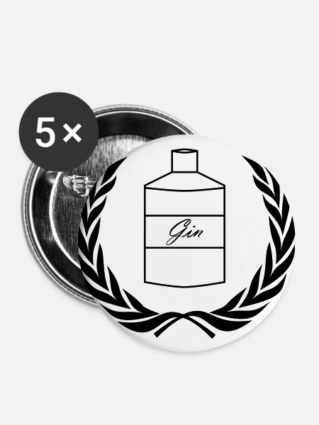Gin - Buttons groß 56 mm (5er Pack) - Weiß