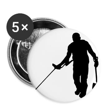 Auf der Suche nach dem Schatz mit Metalldetektor - Buttons groß 56 mm (5er Pack) - Weiß - Vorne