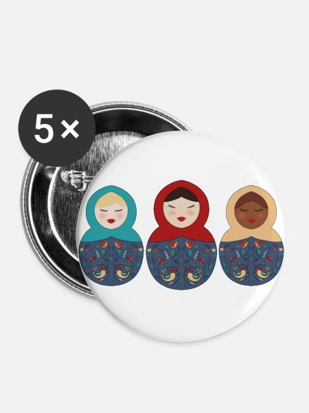 Russian matroshka matryoshka matryoshka - Buttons large 2.2''/56 mm (5-pack) - white
