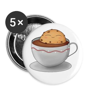 Chill cookie dans une tasse - Lot de 5 grands badges (56 mm) - blanc - Devant