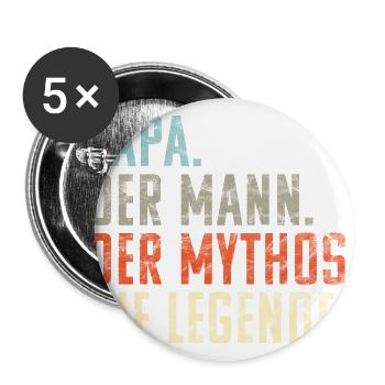 Papa Mann Mythos Legende: Retro Vatertags Geschenk - Buttons groß 56 mm (5er Pack) - Weiß - Vorne