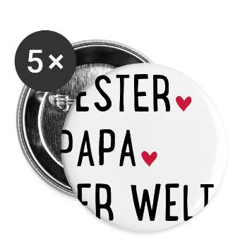 Bester Papa der Welt - Buttons groß 56 mm (5er Pack) - Weiß - Vorne