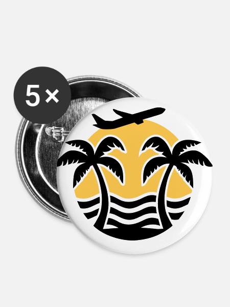 Urlaub - Buttons groß 56 mm (5er Pack) - Weiß