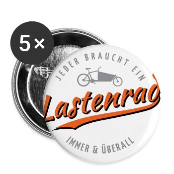 Jeder braucht ein Lastenrad - Buttons groß 56 mm (5er Pack) - Weiß - Vorne