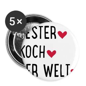 Bester Koch der Welt - Buttons groß 56 mm (5er Pack) - Weiß - Vorne