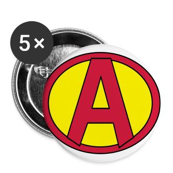 Super, Superheld, Superheldin, Hero, A - Buttons large 2.2''/56 mm (5-pack) - white - Front