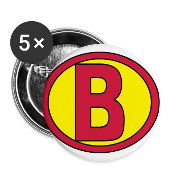 Super, Superheld, Superheldin, Hero, B - Buttons large 2.2''/56 mm (5-pack) - white - Front