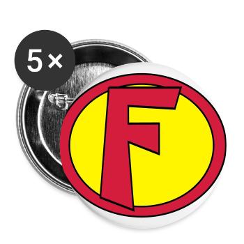 Super, Superheld, Superheldin, Hero, F - Buttons large 2.2''/56 mm (5-pack) - white - Front