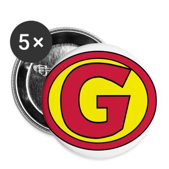 Super, Superheld, Superheldin, Hero, G - Buttons large 2.2''/56 mm (5-pack) - white - Front