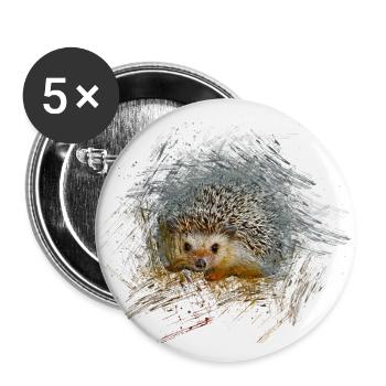 hérisson - Lot de 5 grands badges (56 mm) - blanc - Devant
