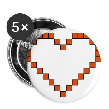 8 BIT Heart 01 - Buttons large 2.2''/56 mm (5-pack) - white - Front