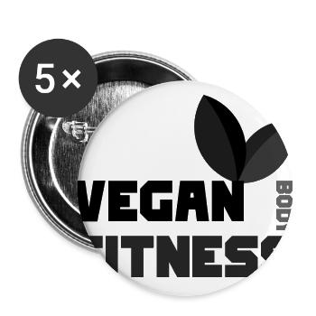 Vegan Fitness - Buttons groß 56 mm (5er Pack) - Weiß - Vorne