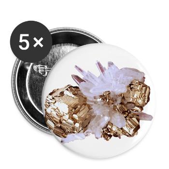 Pyrit Quarz Mineral Kristall Katzengold - Buttons groß 56 mm (5er Pack) - Weiß - Vorne