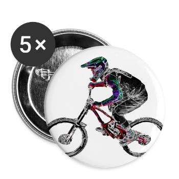 Mountainbike MTB bergab - Buttons groß 56 mm (5er Pack) - Weiß - Vorne