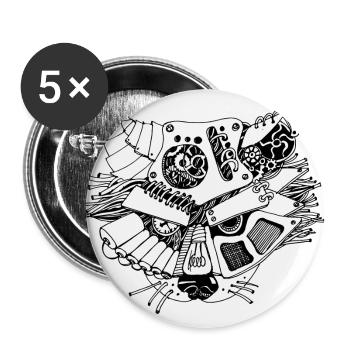 steampank raccoon - Buttons groß 56 mm (5er Pack) - Weiß - Vorne