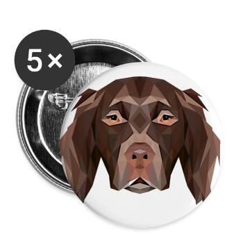 Petit Münsterländer - Lot de 5 grands badges (56 mm) - blanc - Devant