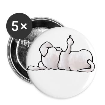 Schnauzer Stinkefinger - Buttons groß 56 mm (5er Pack) - Weiß - Vorne
