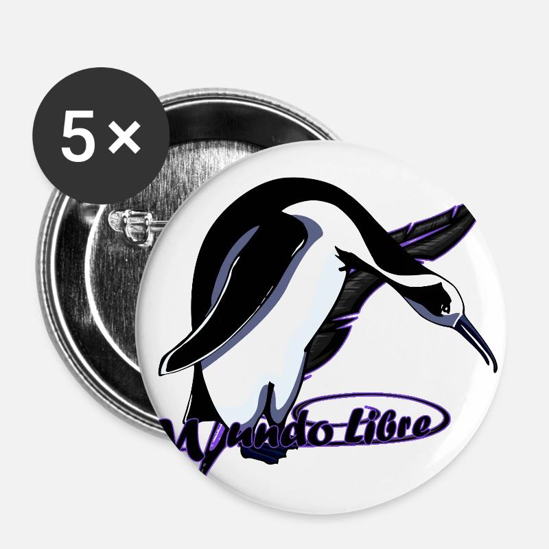 Vogelpinguin - Buttons groß 56 mm (5er Pack) - Weiß