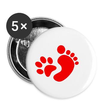 Dream Team - Hund Mensch - Buttons groß 56 mm (5er Pack) - Weiß - Vorne