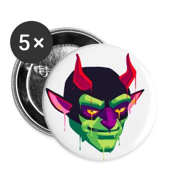 Ein Schönes und Gruseliges Teufel und Satan Design - Buttons groß 56 mm (5er Pack) - Weiß - Vorne