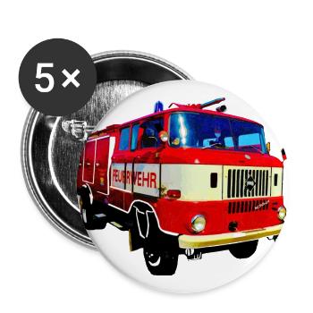 W50 Feuerwehr Spritze IFA - Buttons groß 56 mm (5er Pack) - Weiß - Vorne
