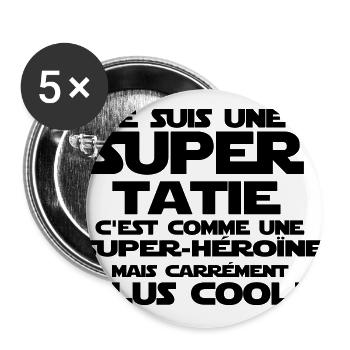 comme une super-héroine (tatie) - Lot de 5 grands badges (56 mm) - blanc - Devant