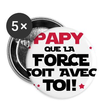 papy que la force soit avec toi - Lot de 5 grands badges (56 mm) - blanc - Devant