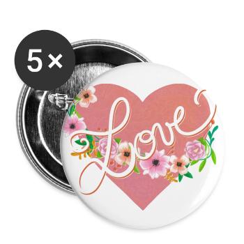Love - Lot de 5 grands badges (56 mm) - blanc - Devant