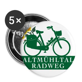 Altmühltal Radweg - Buttons groß 56 mm (5er Pack) - Weiß - Vorne