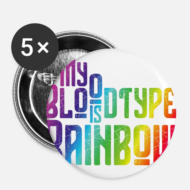 My Bloodtype is Rainbow - tolerance and peace - Buttons large 2.2''/56 mm (5-pack) - white