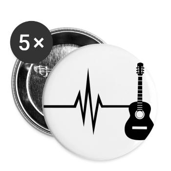 My heart beats for guitar - instrumental music - Buttons large 2.2''/56 mm (5-pack) - white - Front