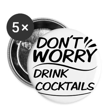 Cocktails - Buttons groß 56 mm (5er Pack) - Weiß - Vorne