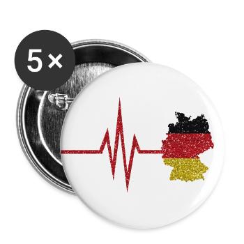 My heart beats for Germany - German homeland - Buttons large 2.2''/56 mm (5-pack) - white - Front