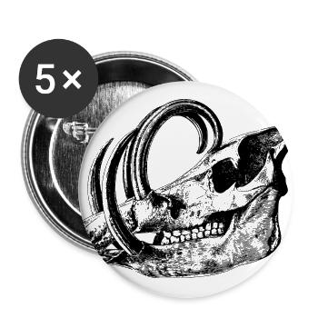 Wild boar skull - Buttons large 2.2''/56 mm (5-pack) - white - Front