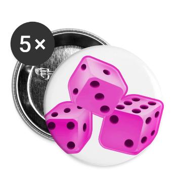 Dice pink - Buttons large 2.2''/56 mm (5-pack) - white - Front