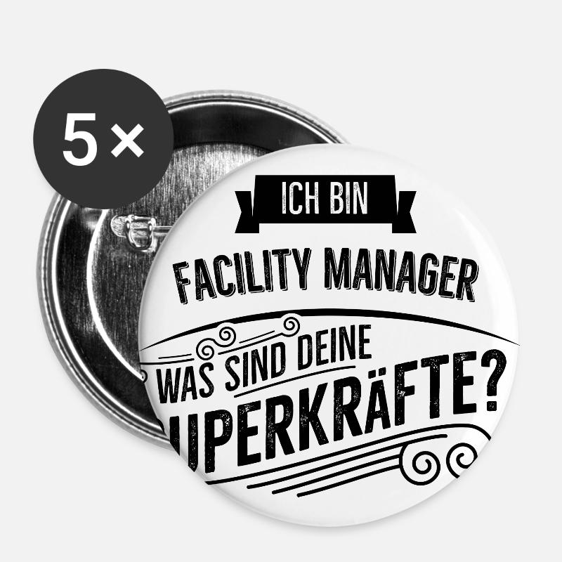 Facility Manager - Buttons groß 56 mm (5er Pack) - Weiß